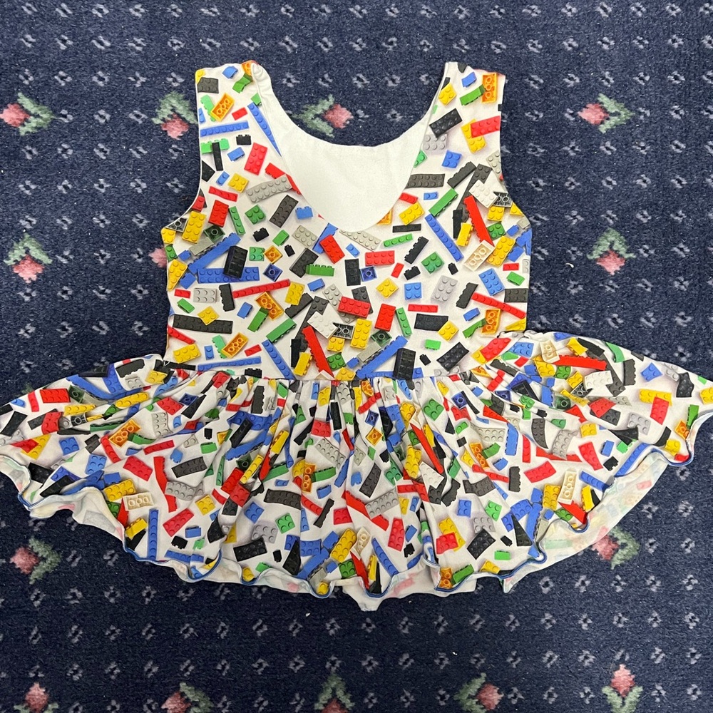 Lego inspired toddler tunic handmade with ruffles - Picture 4 of 4
